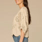 3/4 Sleeve Boat Neck Woven Top