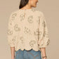3/4 Sleeve Boat Neck Woven Top