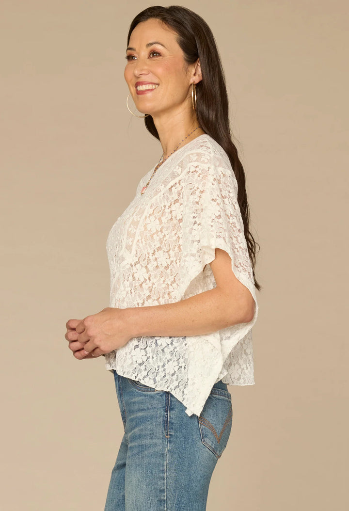 Floral Lace Knit Poncho