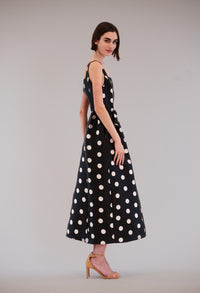 Polka Dot Bow Detail Midi Dress