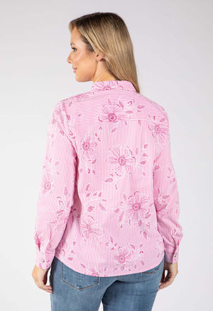 Striped Floral Embroidered Shirt