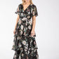 Floral Print Chiffon Maxi Wrap Dress