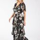 Floral Print Chiffon Maxi Wrap Dress