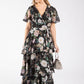 Floral Print Chiffon Maxi Wrap Dress