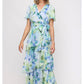 Floral Print Wrap Chiffon Dress