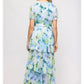 Floral Print Wrap Chiffon Dress