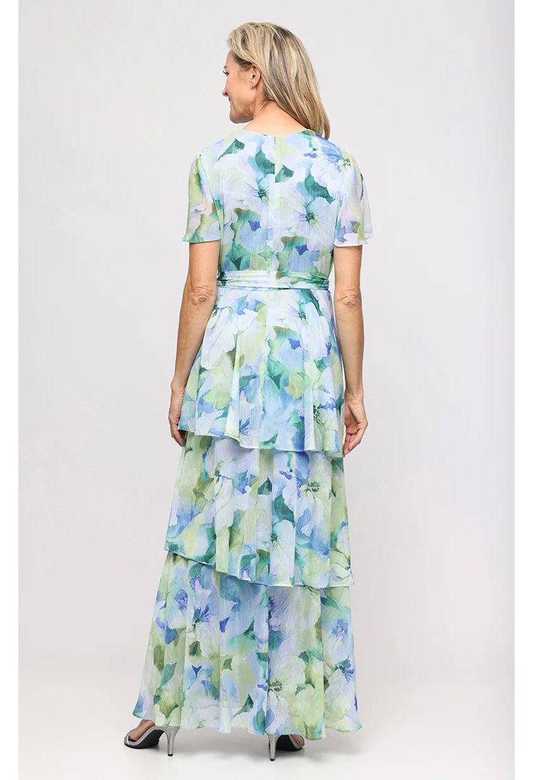 Floral Print Wrap Chiffon Dress