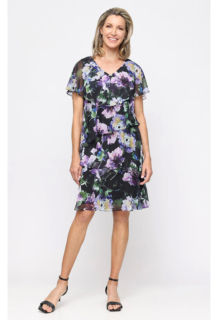 Printed Lurex Chiffon Dress