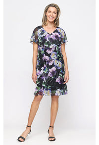 Printed Lurex Chiffon Dress