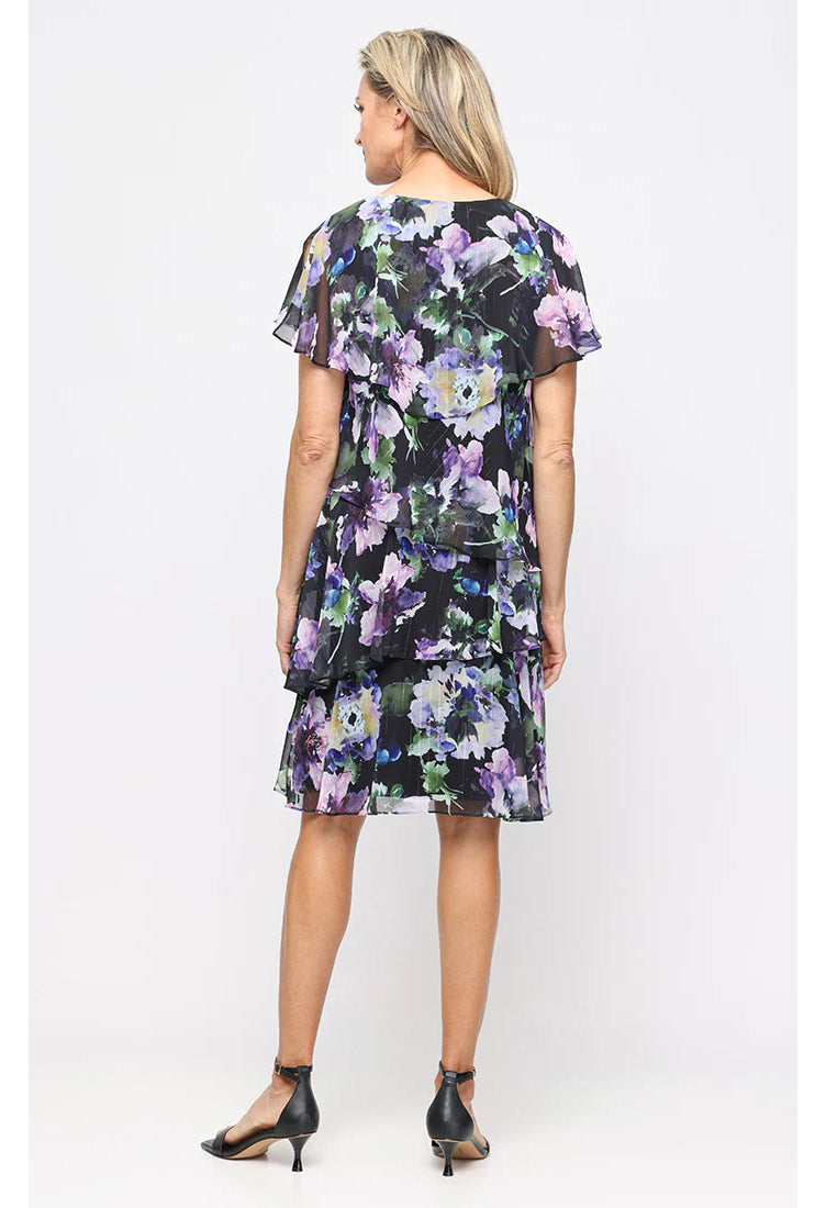 Printed Lurex Chiffon Dress