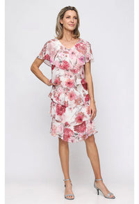 Short Printed Chiffon Tier Dress