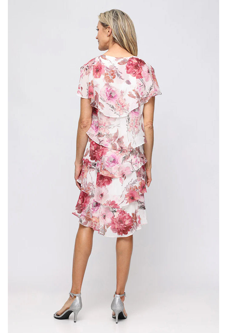 Short Printed Chiffon Tier Dress