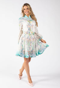 Floral Print Belted Short Dress