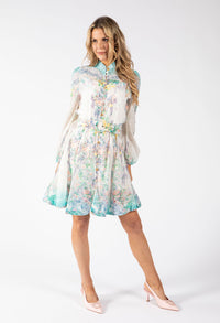 Floral Print Belted Short Dress