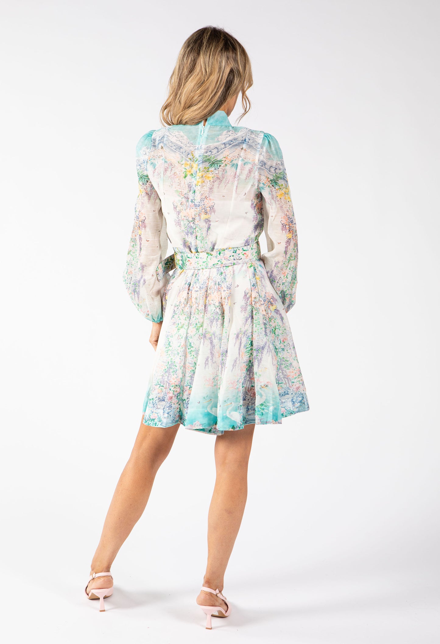 Floral Print Belted Short Dress