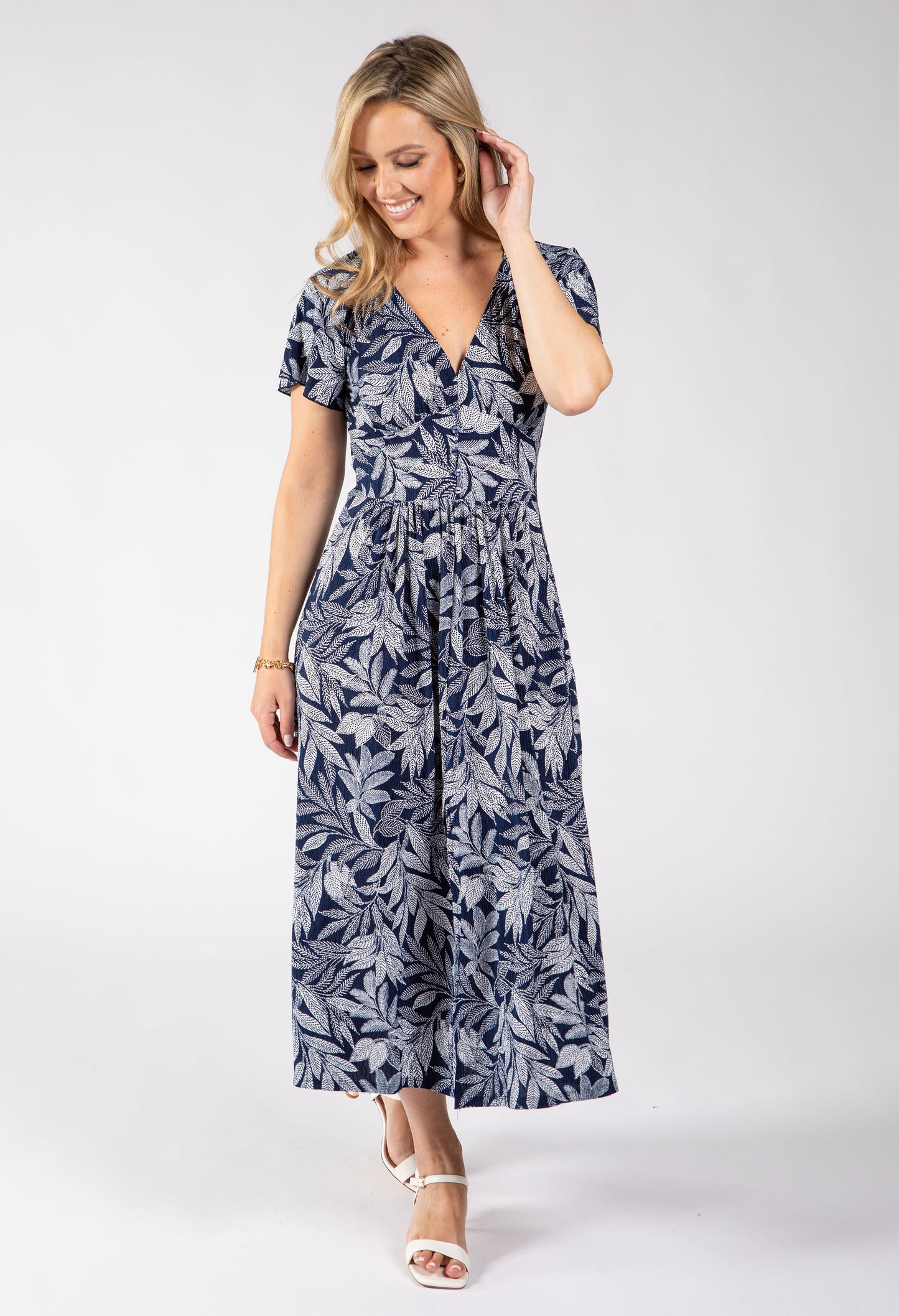 Canon Leaf Print Midi Dress
