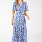 Sunny Leaf Print Wrap Midi Dress