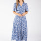 Sunny Leaf Print Wrap Midi Dress