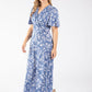 Sunny Leaf Print Wrap Midi Dress