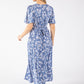 Sunny Leaf Print Wrap Midi Dress