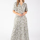 Sunny Leaf Print Wrap Midi Dress