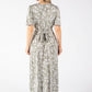 Sunny Leaf Print Wrap Midi Dress