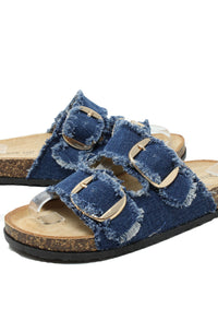 Denim Double Strap Sandal