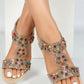diamante and beaded wedge sandal
