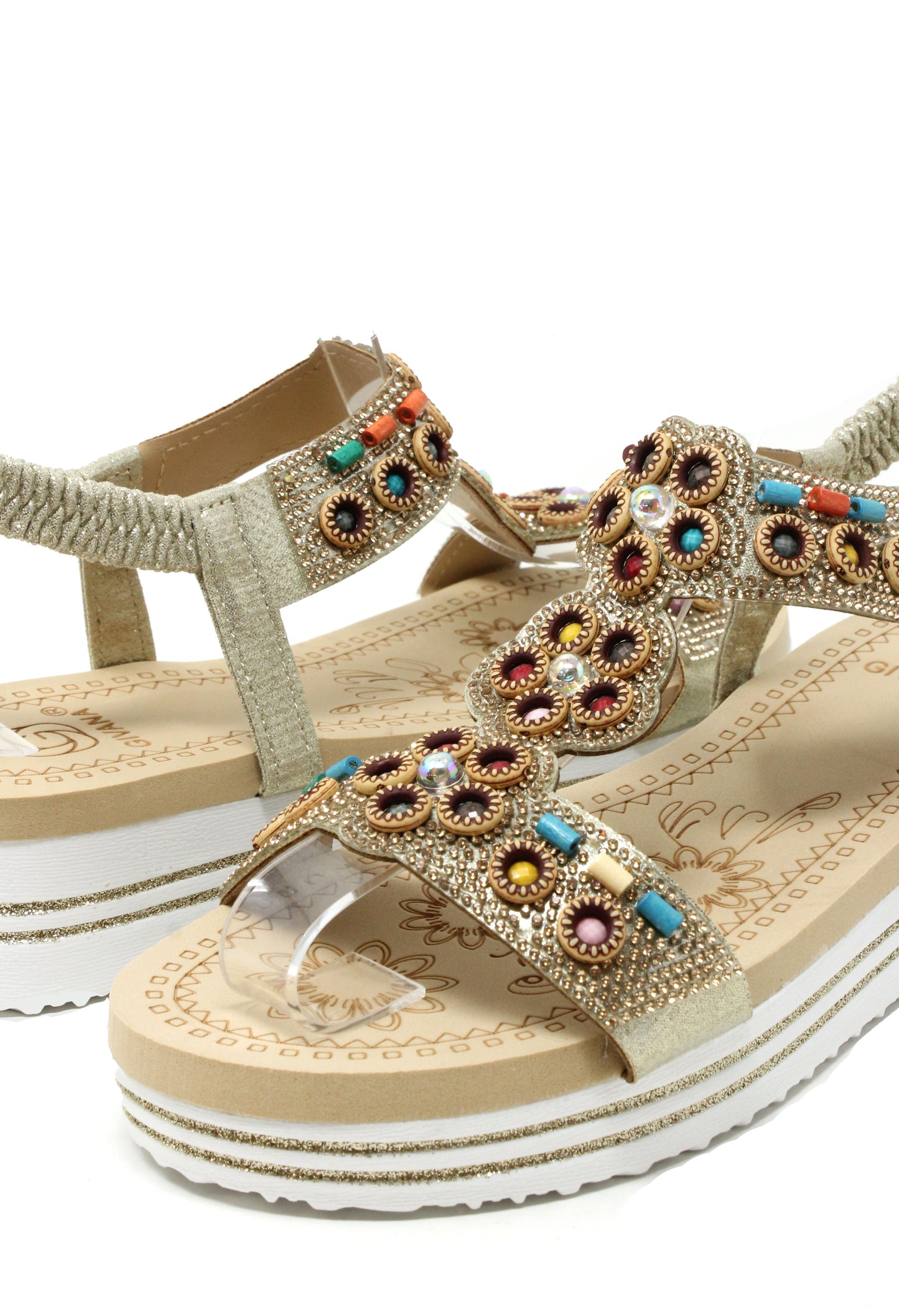Diamante and Beaded Wedge