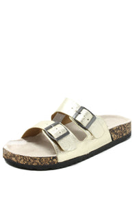 Soft Metallic Double Strap Sandal