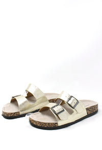 Soft Metallic Double Strap Sandal