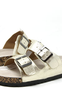 Soft Metallic Double Strap Sandal