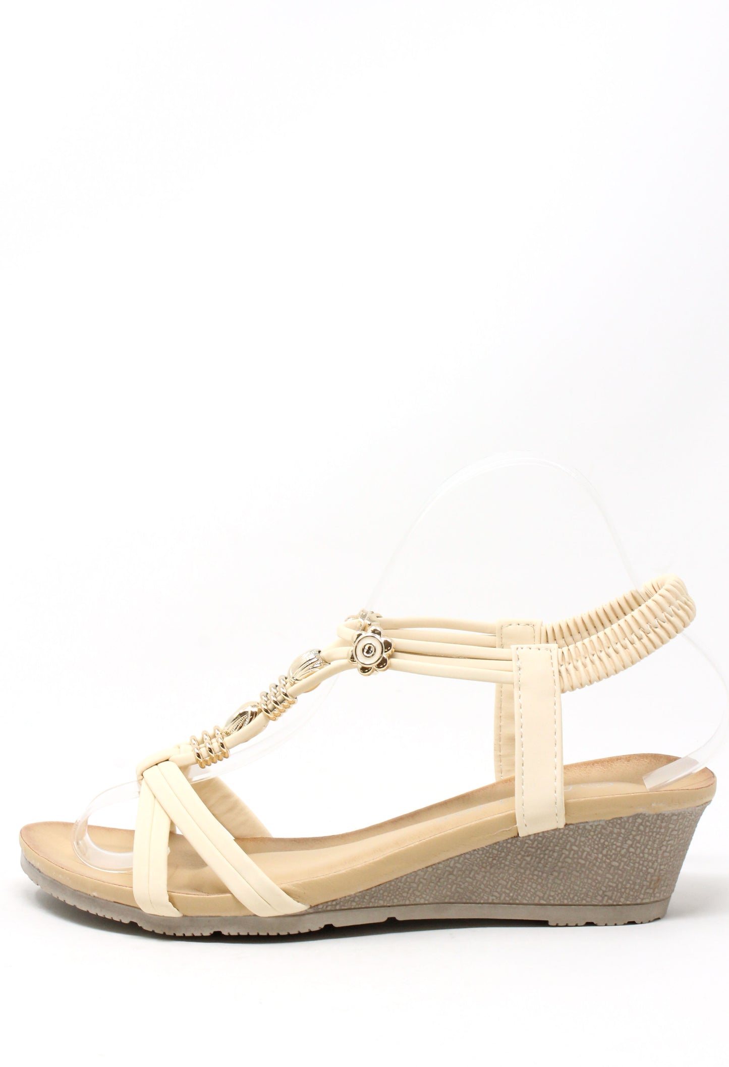Floral Beaded Wedge Sandal