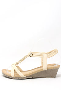 Floral Beaded Wedge Sandal
