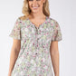 Floral Print Angel Sleeve Top