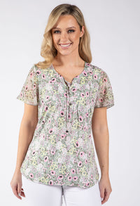 Floral Print Angel Sleeve Top