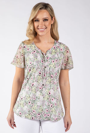 Floral Print Angel Sleeve Top