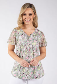 Floral Print Angel Sleeve Top
