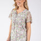 Floral Print Angel Sleeve Top