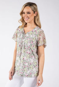 Floral Print Angel Sleeve Top