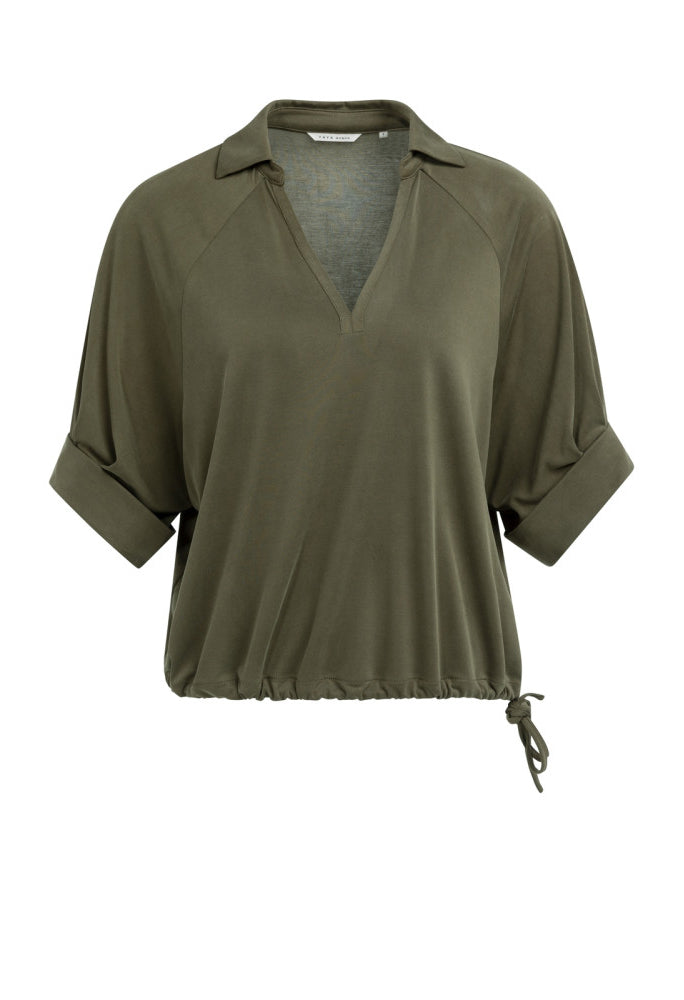 Pleated Sleeve Jersey Top