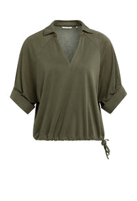 Pleated Sleeve Jersey Top