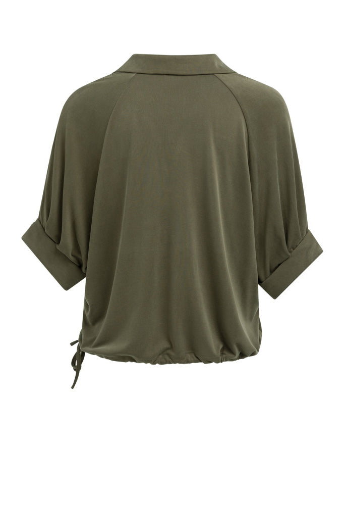 Pleated Sleeve Jersey Top