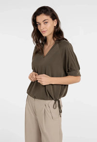 Pleated Sleeve Jersey Top