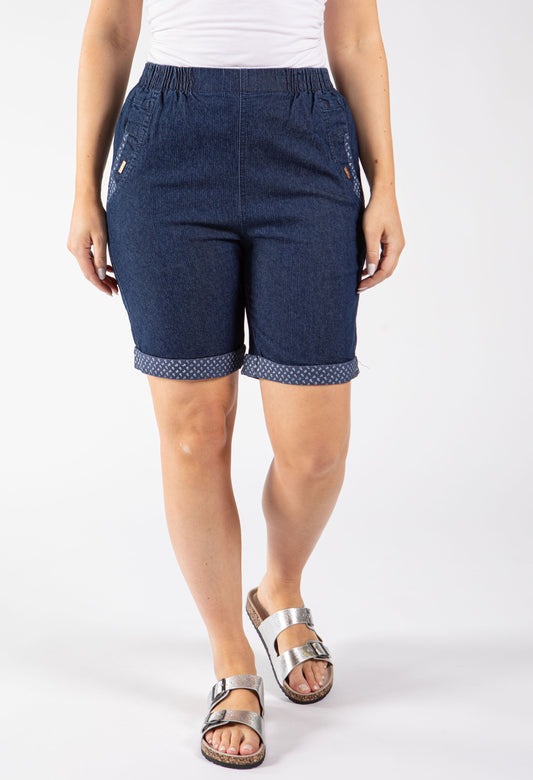 Pull On Denim Bermuda Shorts