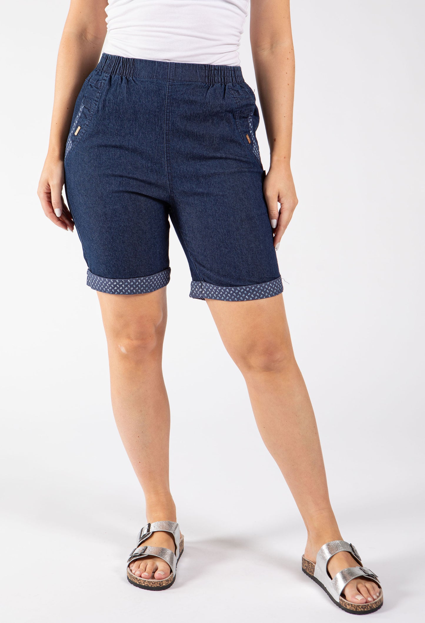 Pull On Denim Bermuda Shorts