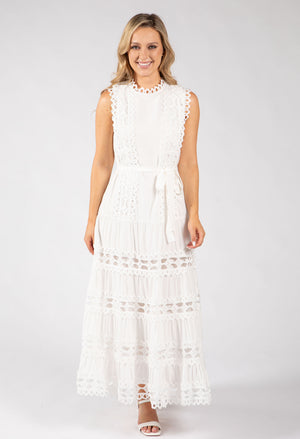 Embroidered Sleeveless Midi Dress