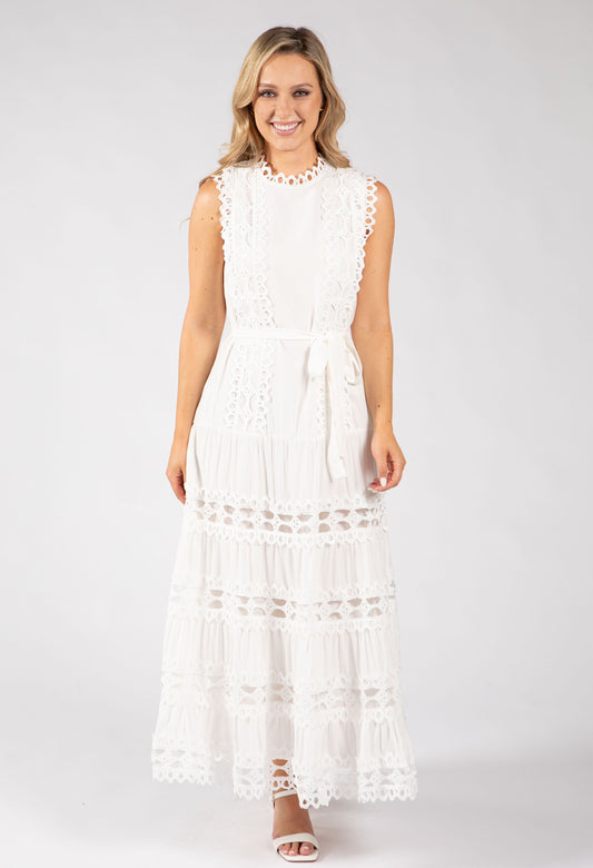 Embroidered Sleeveless Midi Dress