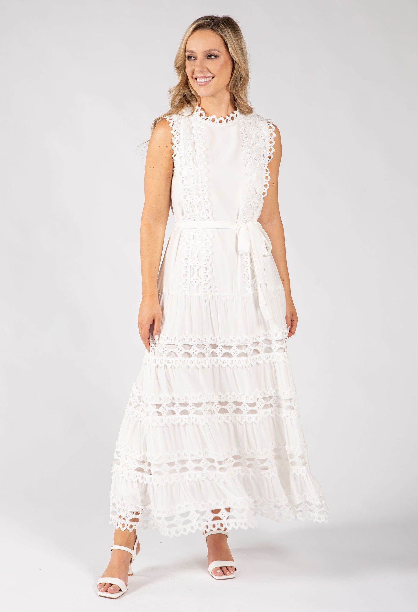 Embroidered Sleeveless Midi Dress