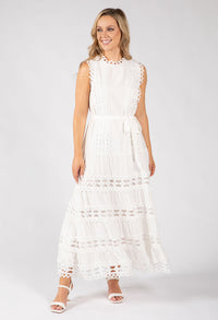Embroidered Sleeveless Midi Dress